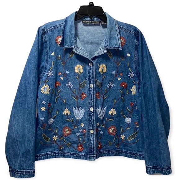 Vintage New Identity Denim Embroidered Button Down - Picture 2 of 12